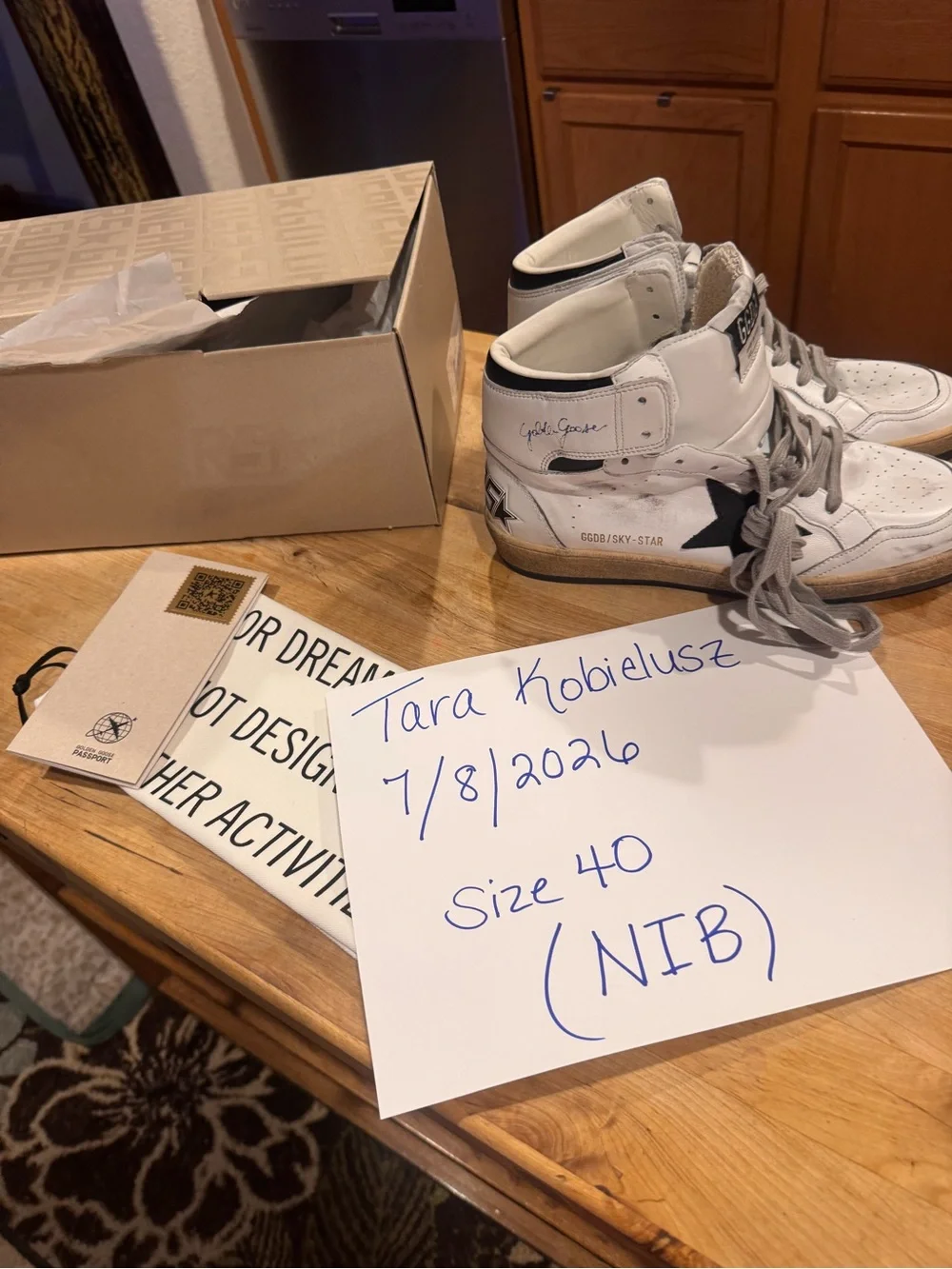 Golden Goose White High-Top Sneakers with Black Star